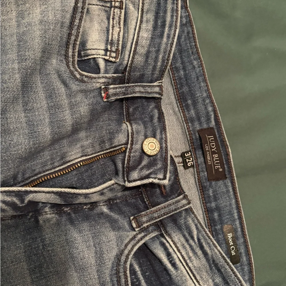 Judy Blue Boot Cut Distressed Blue Jeans - Picture 3 of 7